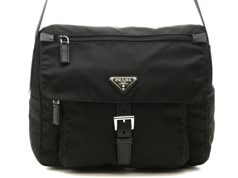 Prada Shoulder Bag Hobo Black Saffiano